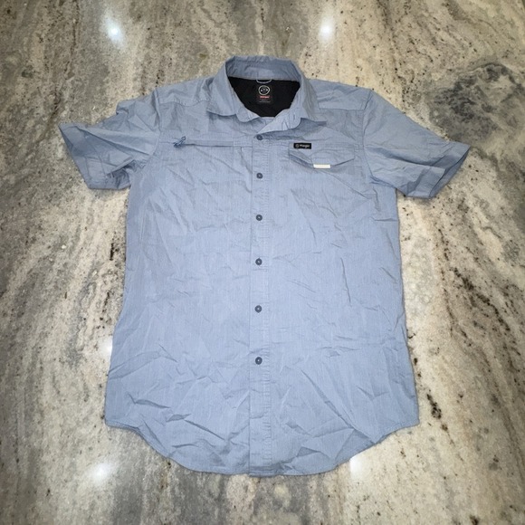 Wrangler Other - Wrangler ATG Performance Utility Mens Blue Hiking Outdoors Pocket Shirt Sz Small